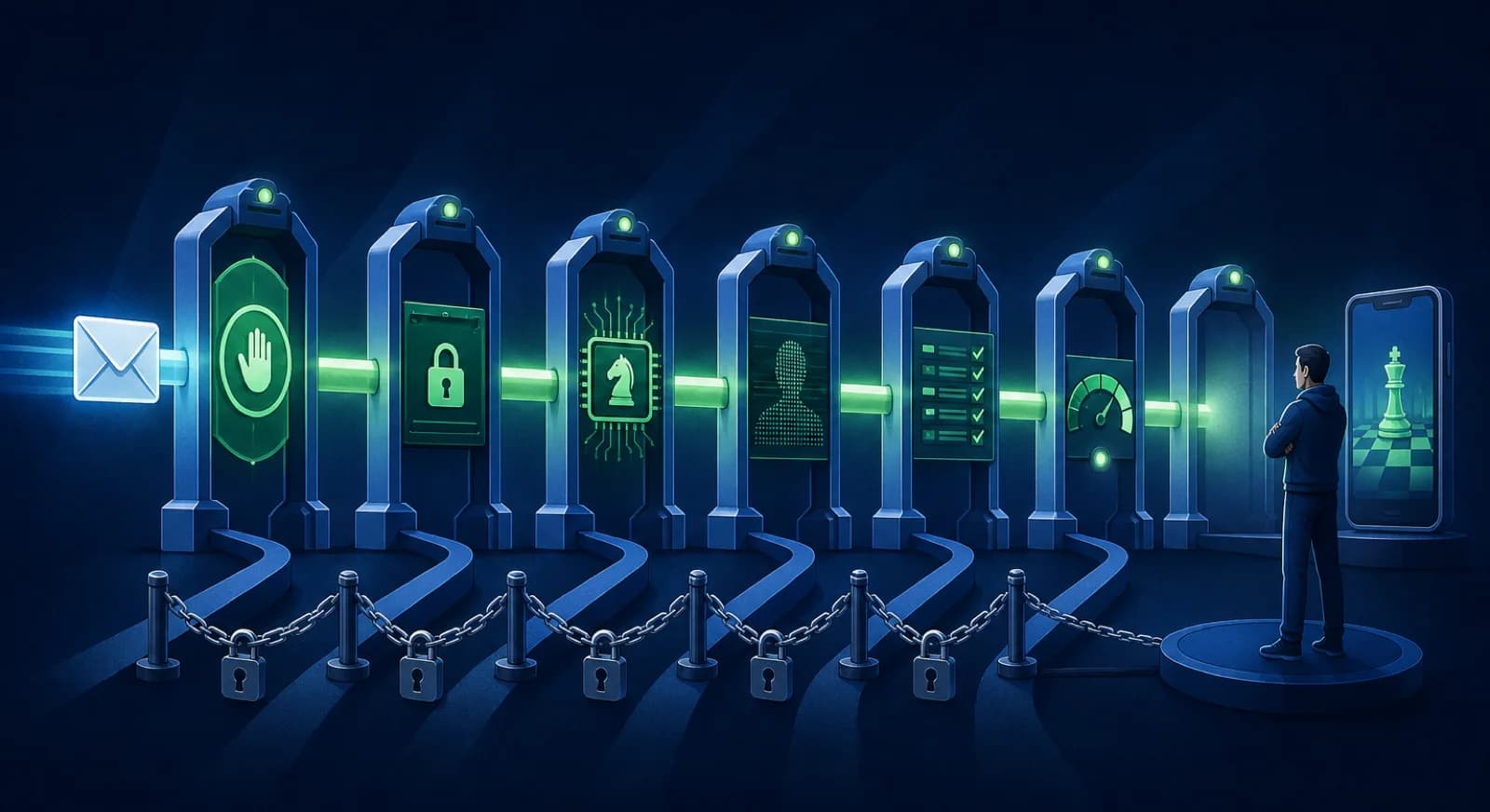 Six software guardrails surrounding a protected parent message.