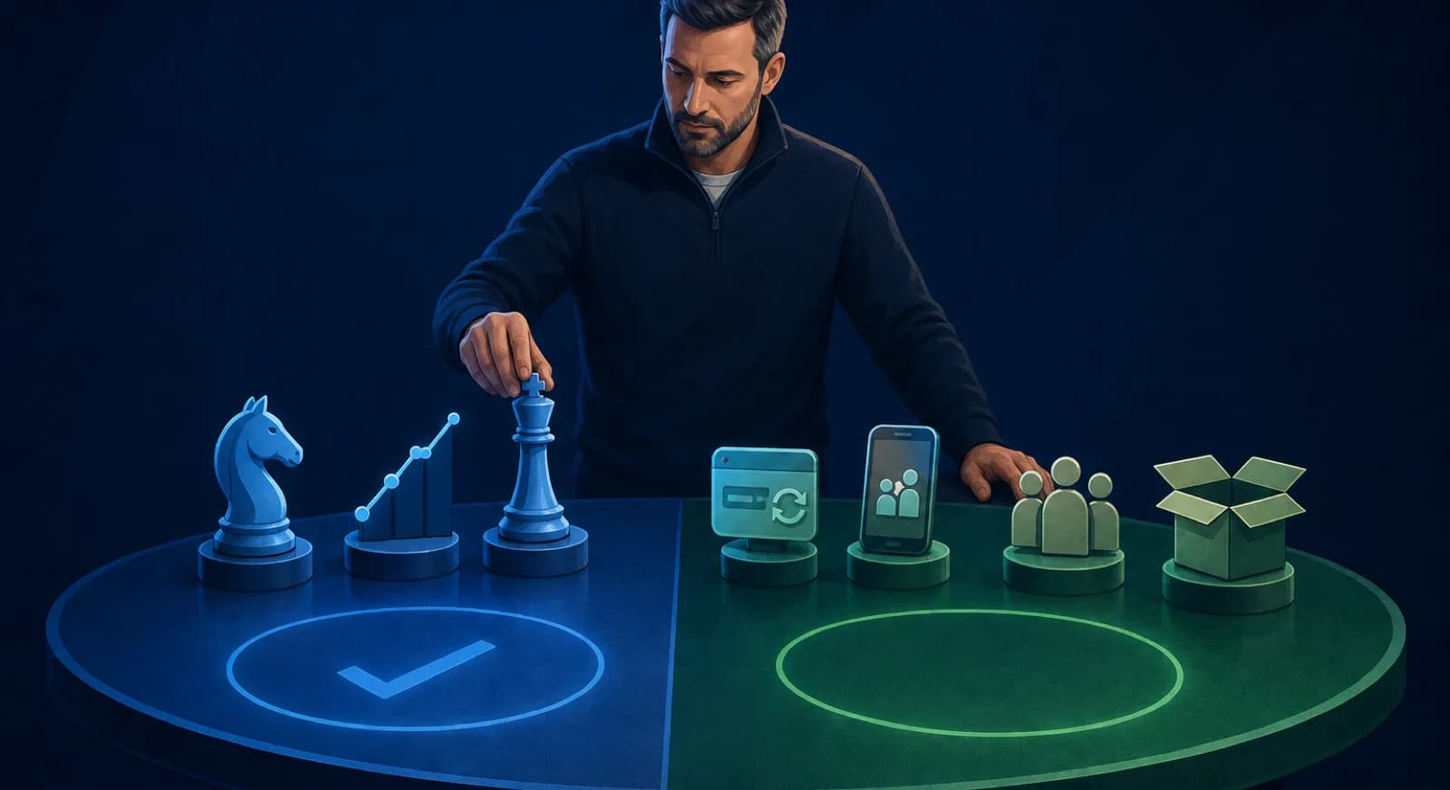 Six criteria surround the decision point for choosing chess coaching software.