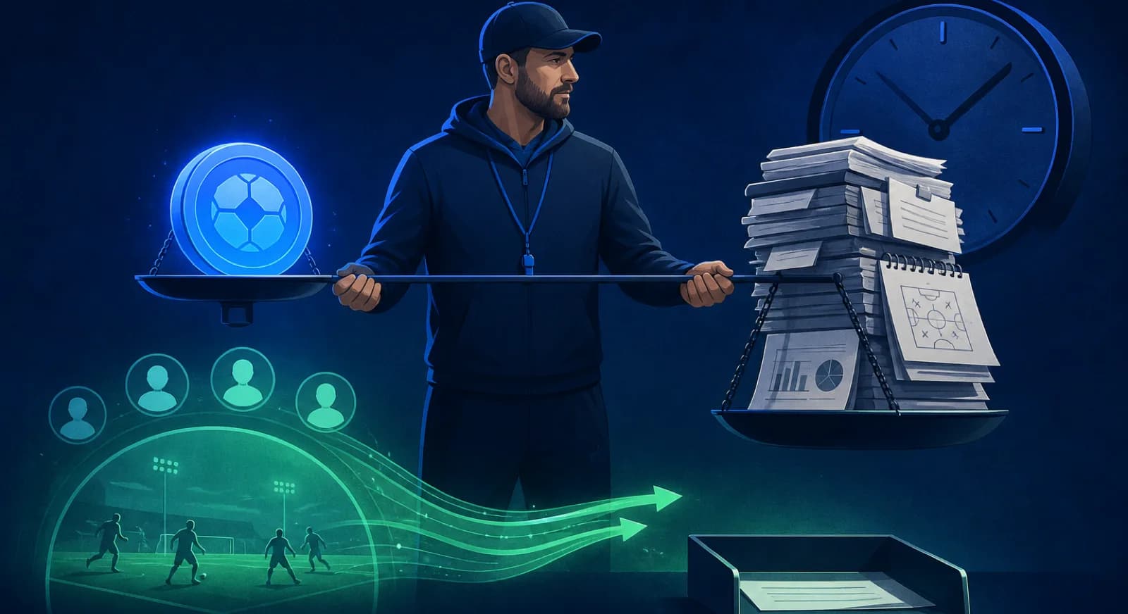 A coach weighs software cost against the teaching hours returned by automation.