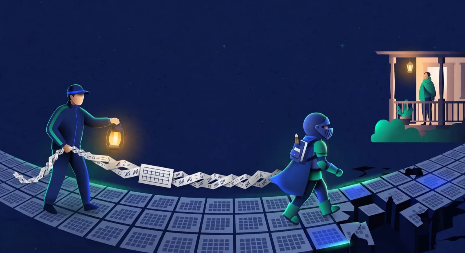 Student leaving an attendance path while a coach offers a rescue rope of game reviews.